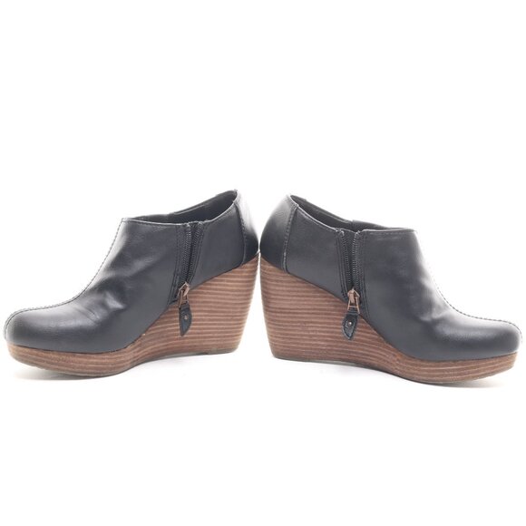 Dr. Scholl‘s Women Vegan Leather HARLIE Ankle Bootie Wedges 7 Black/Brown - Picture 12 of 16